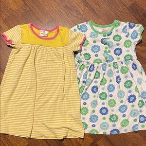 Hanna Andersson Yellow Striped and Floral Dress Duo